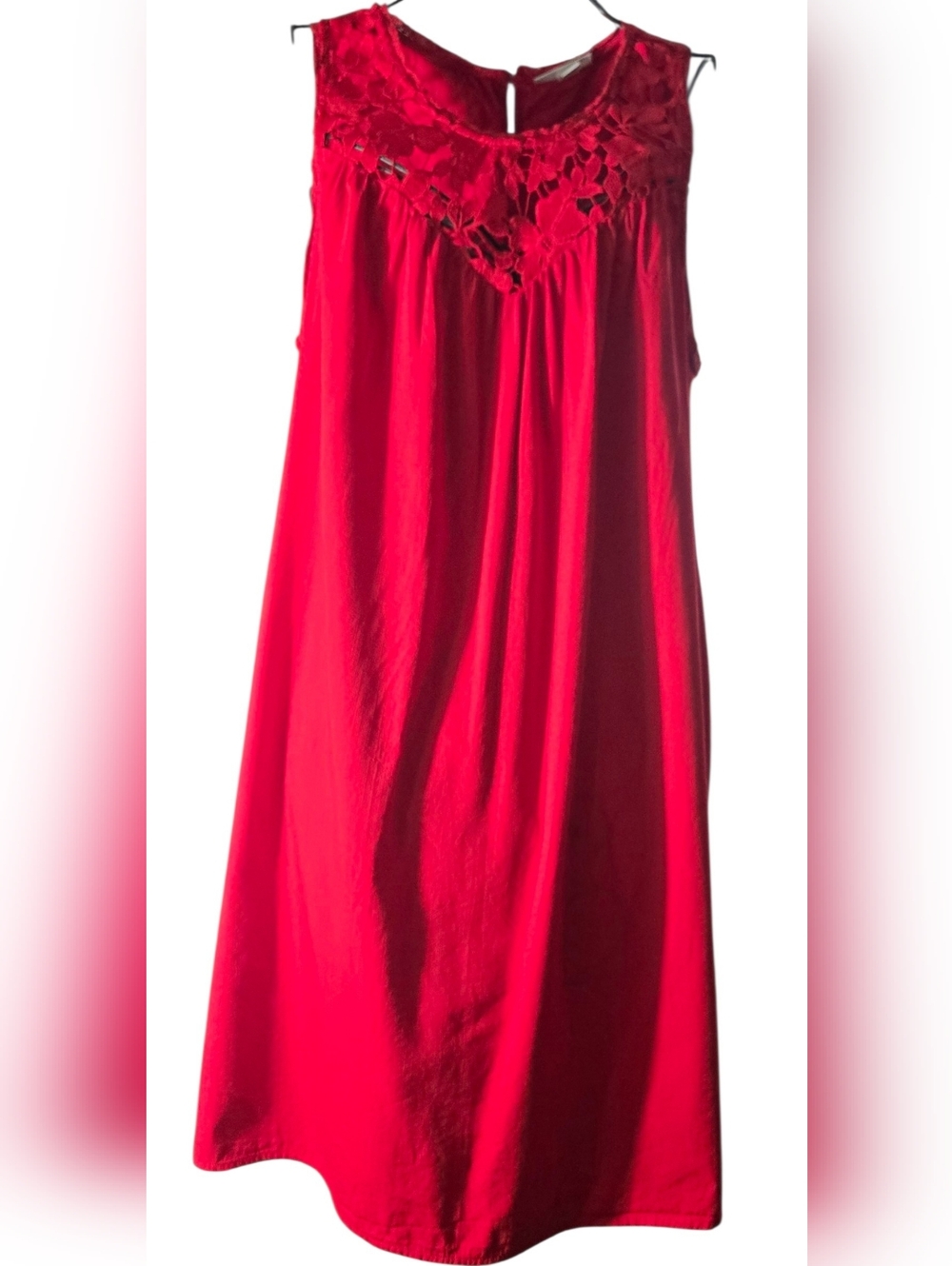 Knox Rose Red Sleeveless Dress with Lace Yoke Size XL